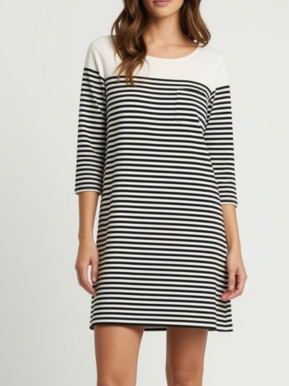 Soft Joie Black Ivory Striped Cotton T-Shirt Dress Coastal Chic French Girl XS